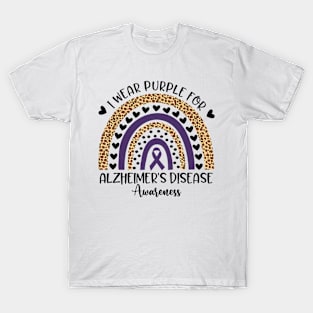 Alzheimer's Disease Awareness Month Purple Ribbon Rainbow T-Shirt